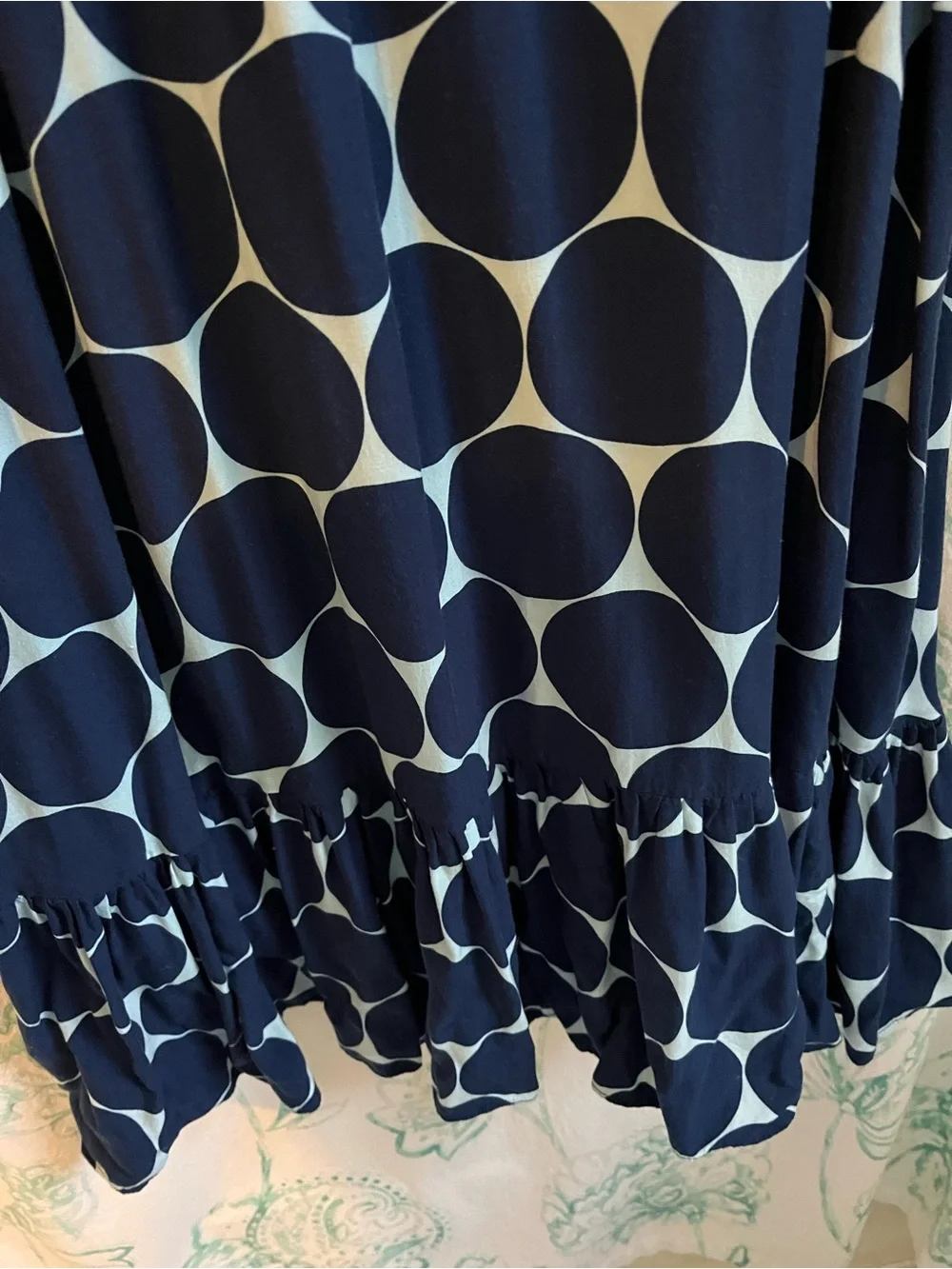 kate spade Navy and White Polka Dot Ruffle Midi Dress